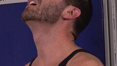 Bearded hottie with a tattoo worships sweaty cock