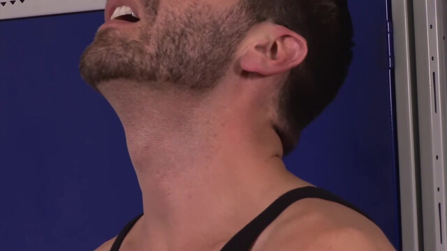 Bearded hottie with a tattoo worships sweaty cock