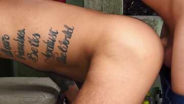 Doggystyle with a bearded bottom who loves straights