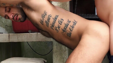 Doggystyle with a bearded bottom who loves straights