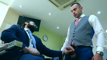 Classy men work their magic in a mutual business gay play