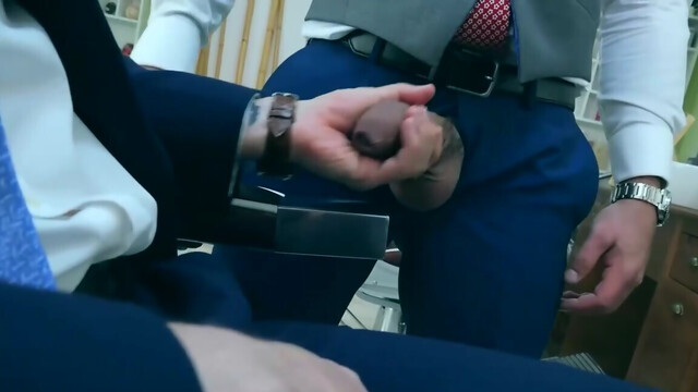 Classy men work their magic in a mutual business gay play