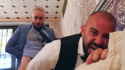 Steamy man ass fucks bald waiter in the ass and comes on his dick