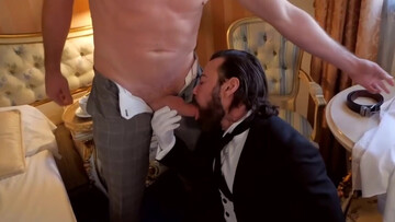 Butler bang with a very lucky gay guest