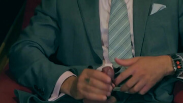 Men in suits share intimate blowjob in flawless manners