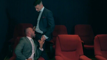 Men in suits share intimate blowjob in flawless manners
