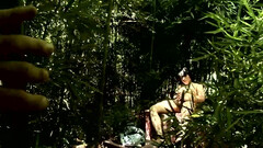 Brunette twink shares outdoor jerk off scenes in sexy manners