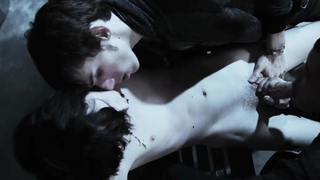 Sensual boys share emo slut for gay anal perversions in a hot trio